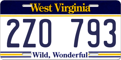 WV license plate 2ZO793