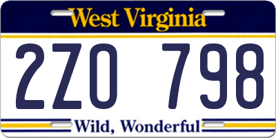 WV license plate 2ZO798