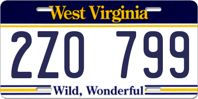 WV license plate 2ZO799