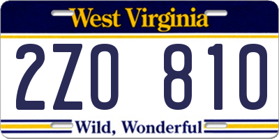 WV license plate 2ZO810