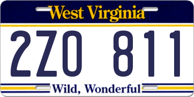 WV license plate 2ZO811