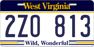 WV license plate 2ZO813