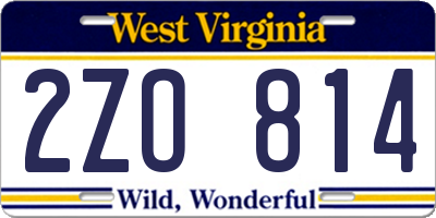 WV license plate 2ZO814