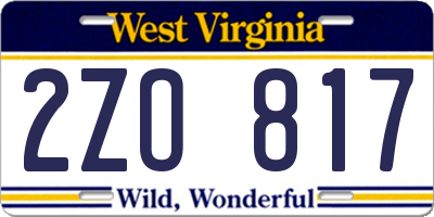 WV license plate 2ZO817