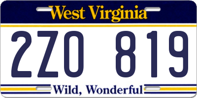 WV license plate 2ZO819