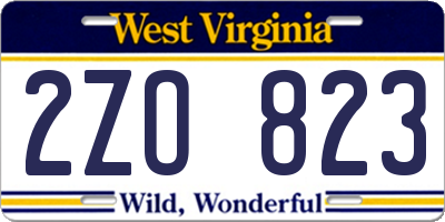 WV license plate 2ZO823
