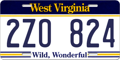 WV license plate 2ZO824