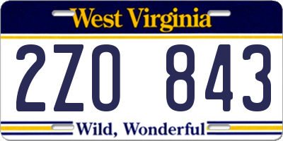WV license plate 2ZO843