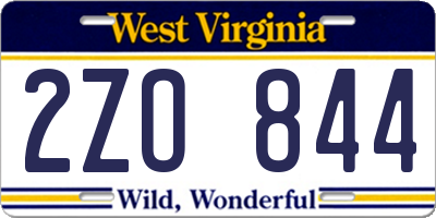 WV license plate 2ZO844
