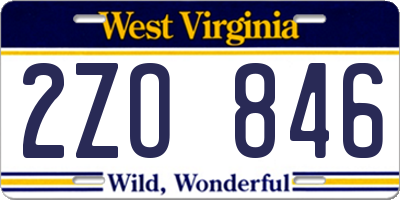 WV license plate 2ZO846