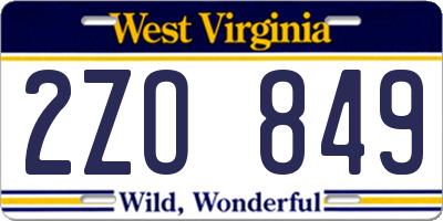 WV license plate 2ZO849