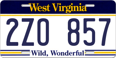 WV license plate 2ZO857