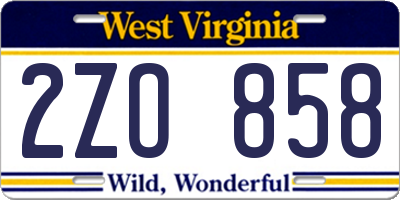 WV license plate 2ZO858