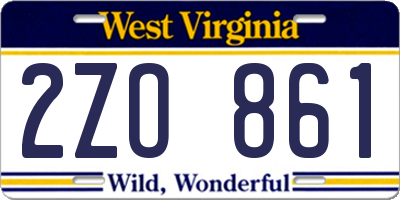WV license plate 2ZO861