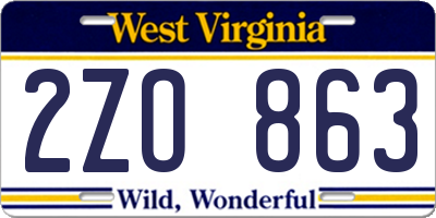 WV license plate 2ZO863