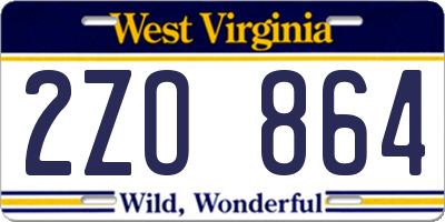 WV license plate 2ZO864