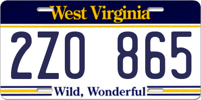 WV license plate 2ZO865
