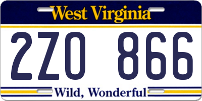 WV license plate 2ZO866
