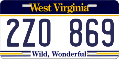 WV license plate 2ZO869