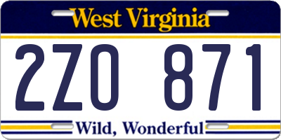 WV license plate 2ZO871