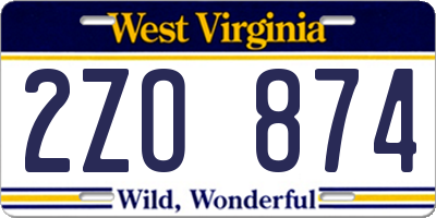 WV license plate 2ZO874