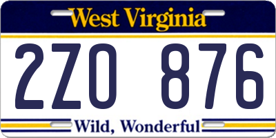 WV license plate 2ZO876