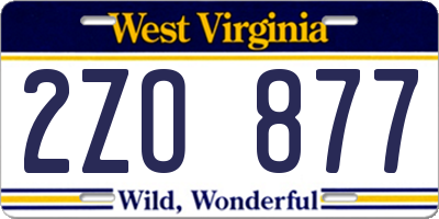 WV license plate 2ZO877