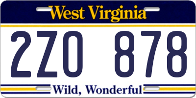 WV license plate 2ZO878