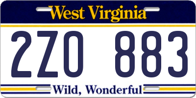 WV license plate 2ZO883