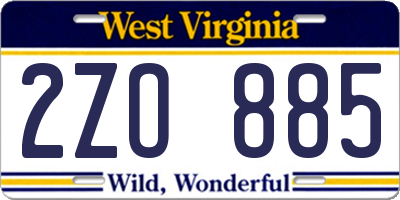 WV license plate 2ZO885