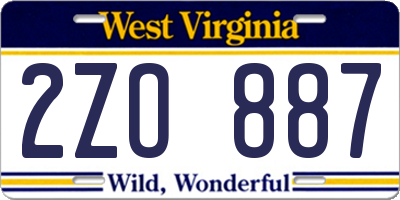 WV license plate 2ZO887