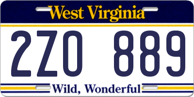 WV license plate 2ZO889