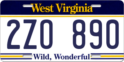 WV license plate 2ZO890