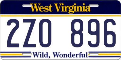 WV license plate 2ZO896