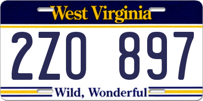 WV license plate 2ZO897