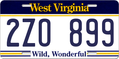 WV license plate 2ZO899