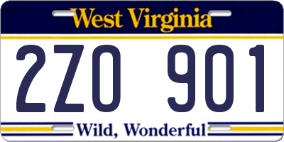 WV license plate 2ZO901