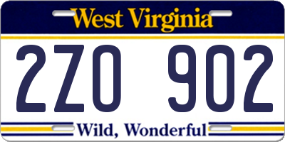 WV license plate 2ZO902