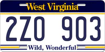 WV license plate 2ZO903