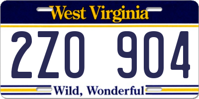 WV license plate 2ZO904