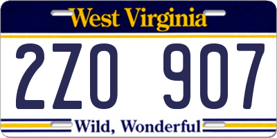 WV license plate 2ZO907
