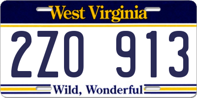 WV license plate 2ZO913