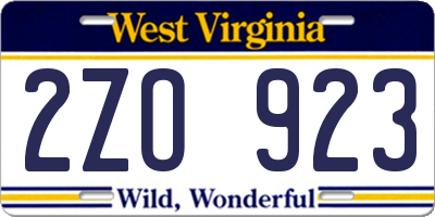 WV license plate 2ZO923