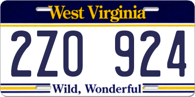 WV license plate 2ZO924