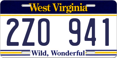 WV license plate 2ZO941