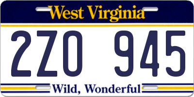 WV license plate 2ZO945