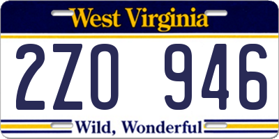 WV license plate 2ZO946