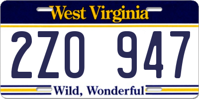 WV license plate 2ZO947