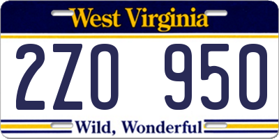 WV license plate 2ZO950
