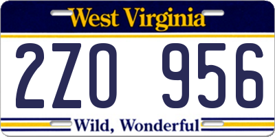 WV license plate 2ZO956